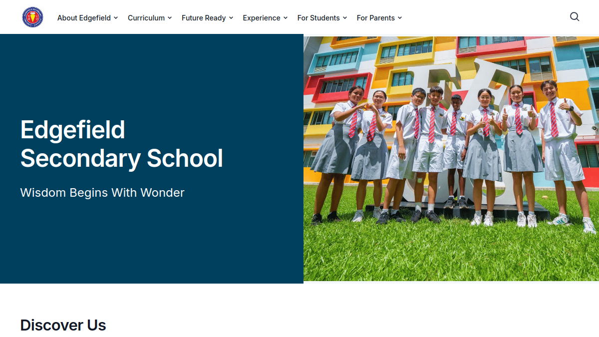 Current screenshot of edgefieldsec.moe.edu.sg