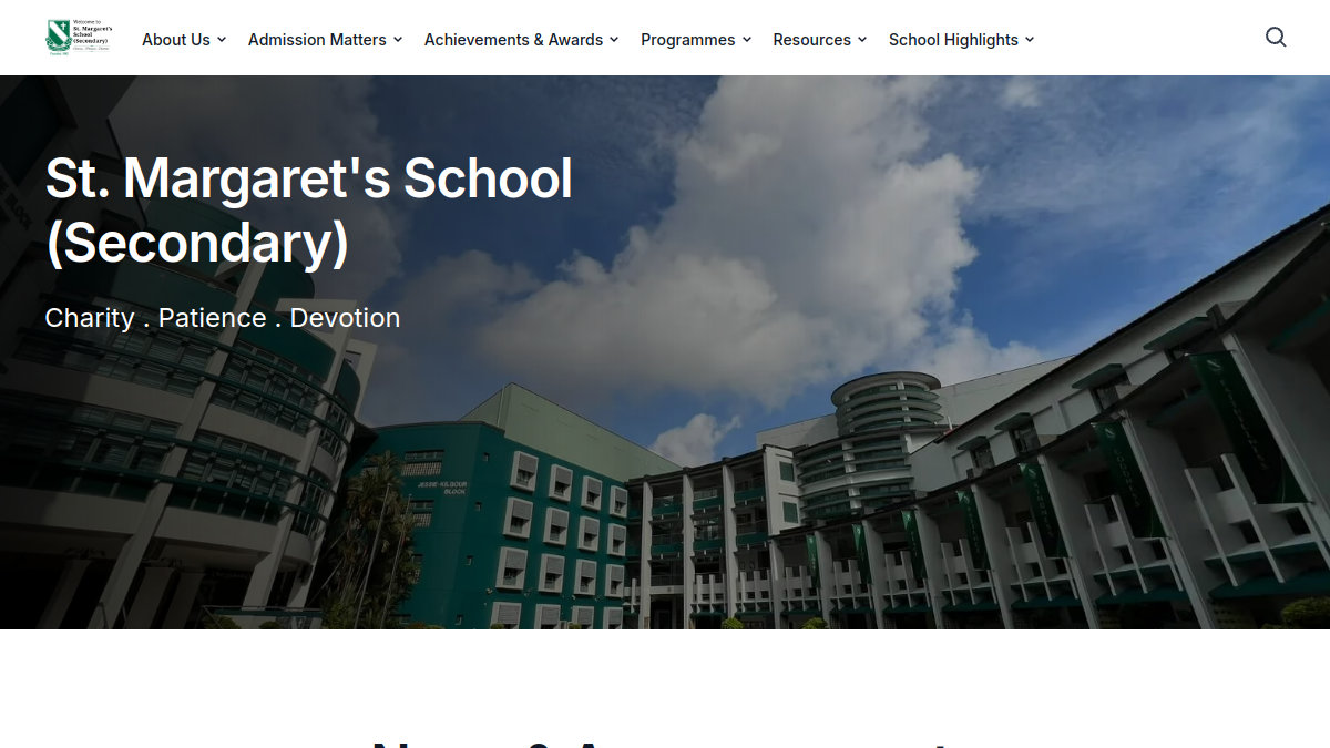 Current screenshot of stmargaretssec.moe.edu.sg