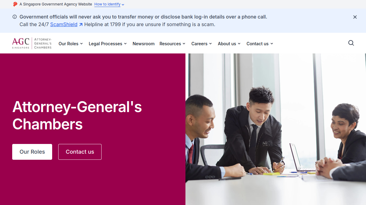 Current screenshot of www.agc.gov.sg