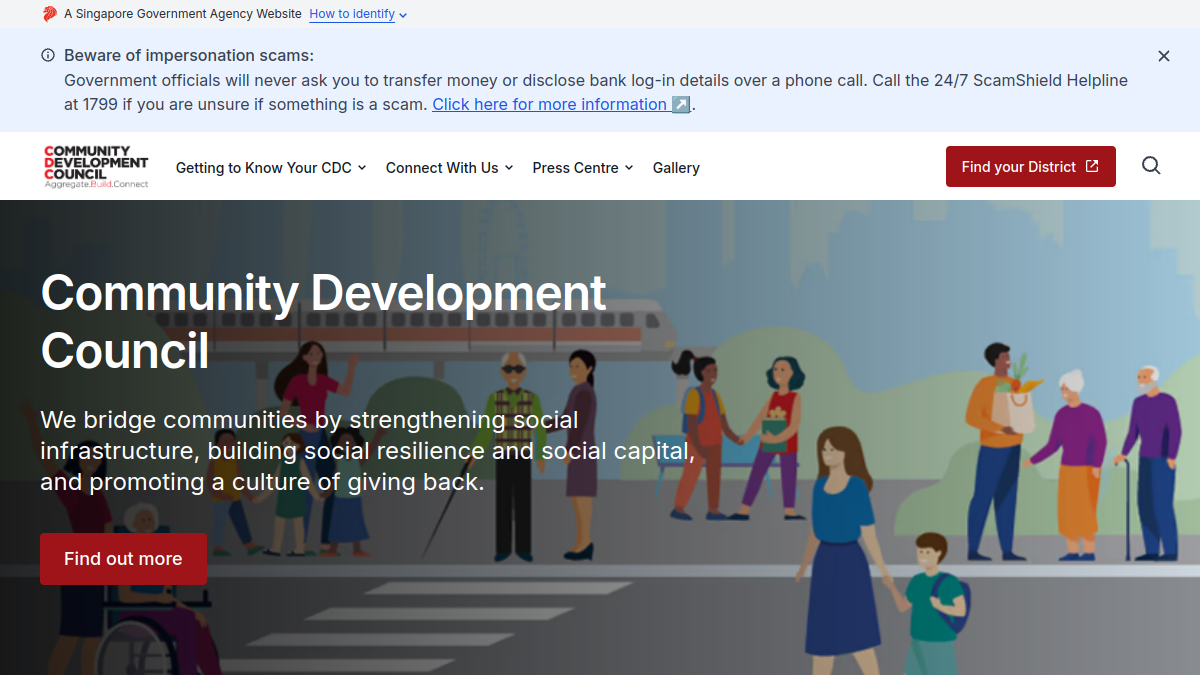 Current screenshot of www.cdc.gov.sg