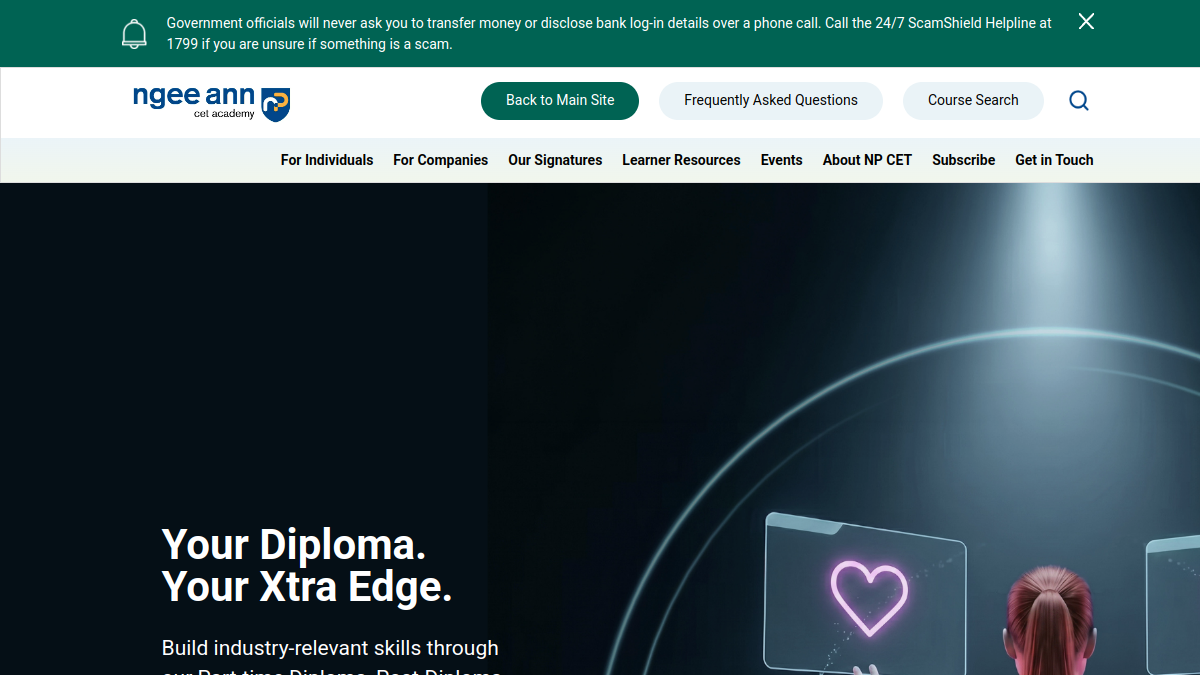 Current screenshot of www.cet.np.edu.sg
