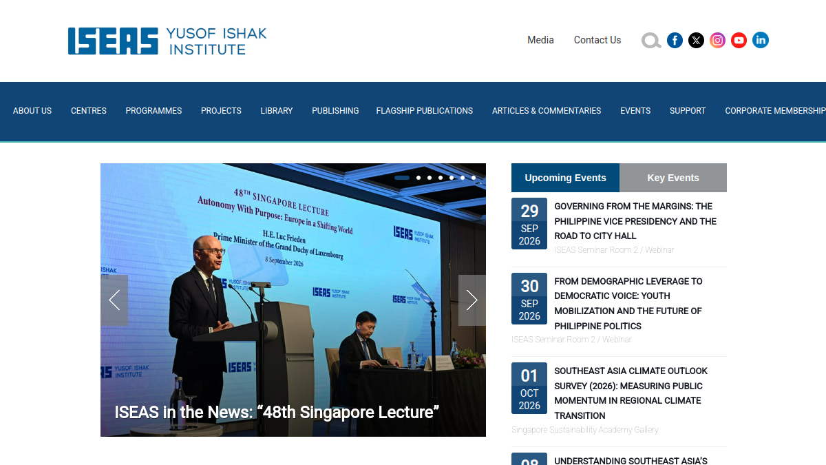 Current screenshot of www.iseas.edu.sg