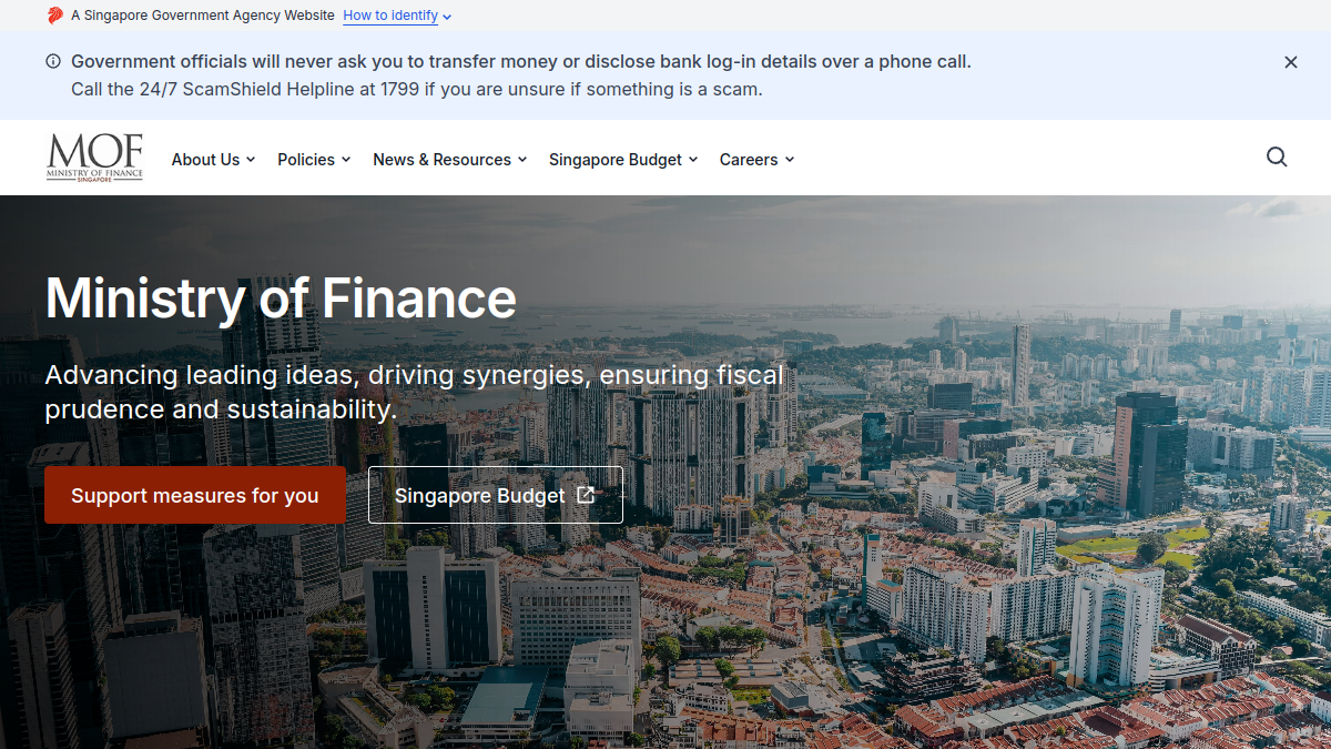 Current screenshot of www.mof.gov.sg