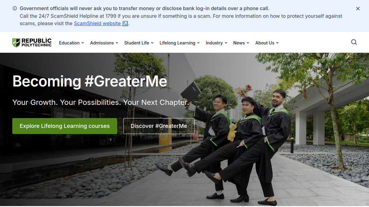 Current screenshot of www.rp.edu.sg