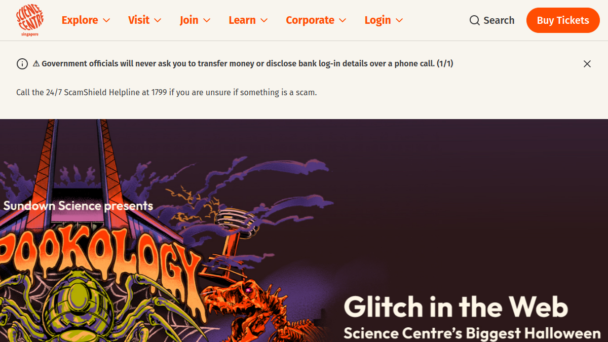 Current screenshot of www.science.edu.sg