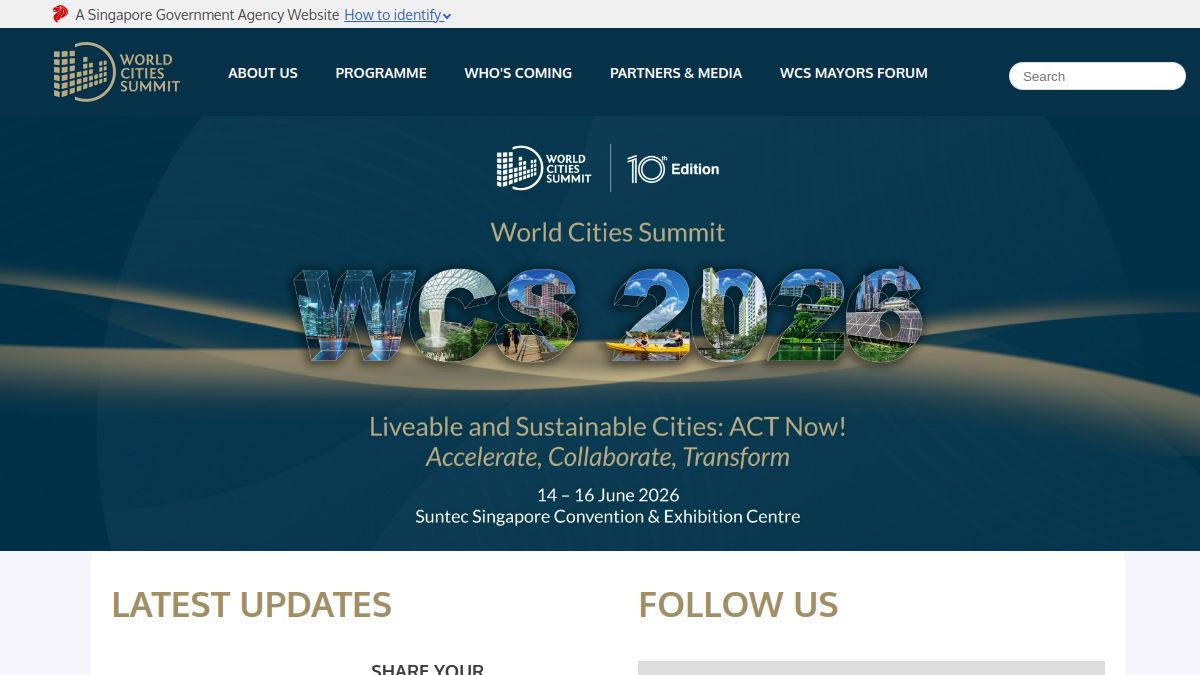 Current screenshot of www.worldcitiessummit.com.sg