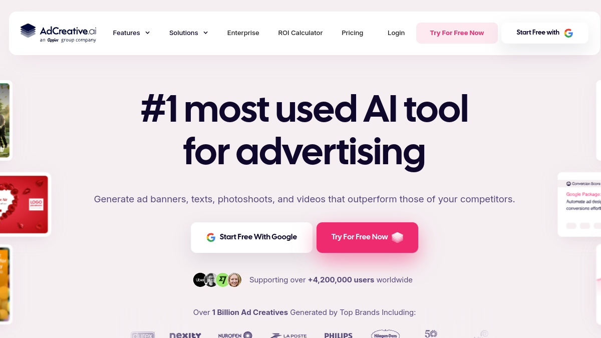 AdCreative AI ana sayfa görünümü