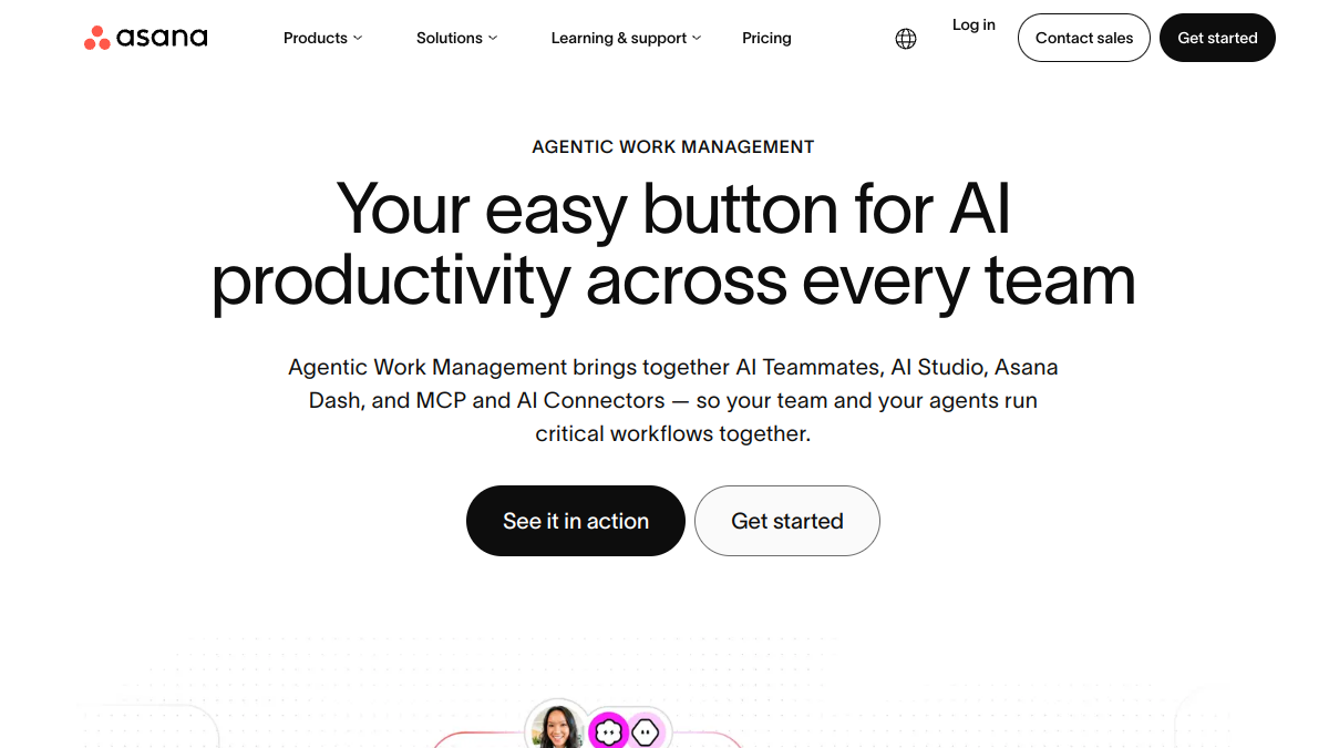 Asana Intelligence ana sayfa görünümü