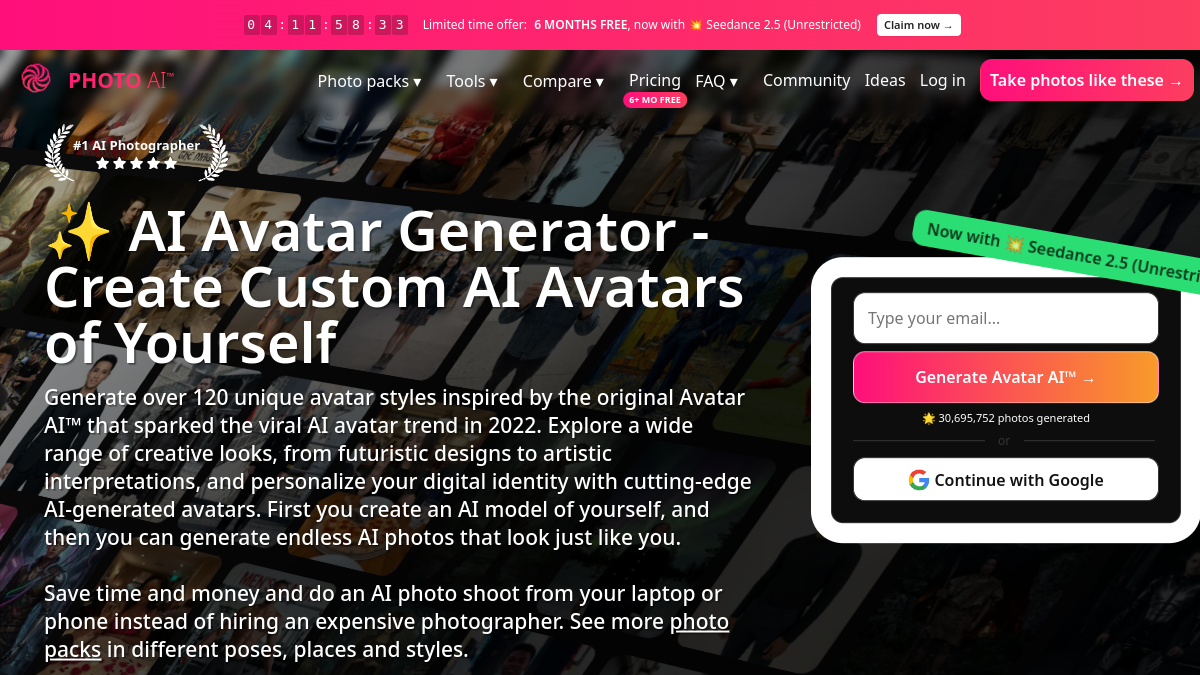 Avatar AI ana sayfa görünümü
