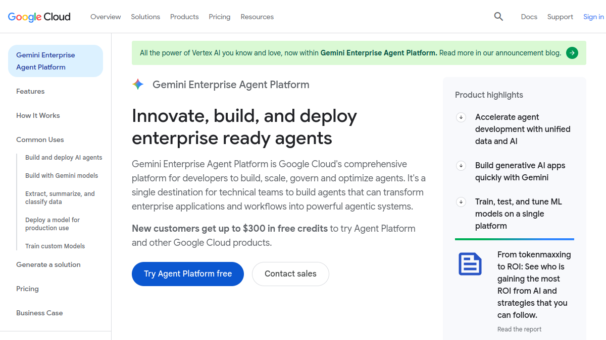 Vertex AI Agent Builder ana sayfa görünümü