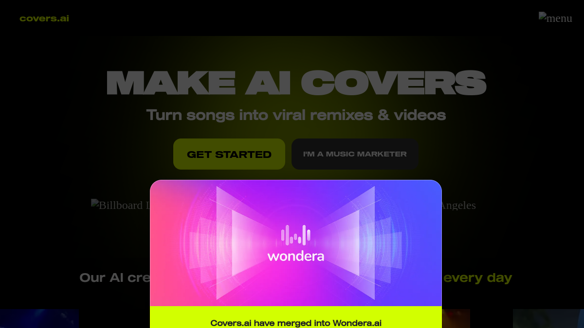 Covers.ai ana sayfa görünümü