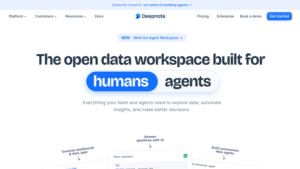 Deepnote ana sayfa görünümü