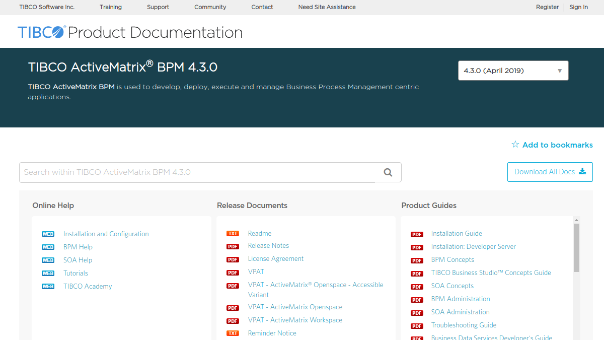 TIBCO ActiveMatrix BPM ana sayfa görünümü
