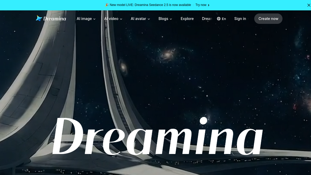 Dreamina ana sayfa görünümü