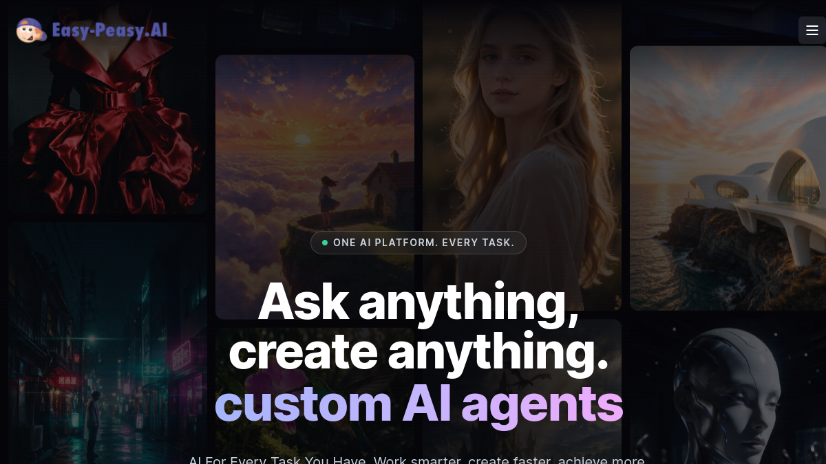 Easy Peasy AI ana sayfa görünümü