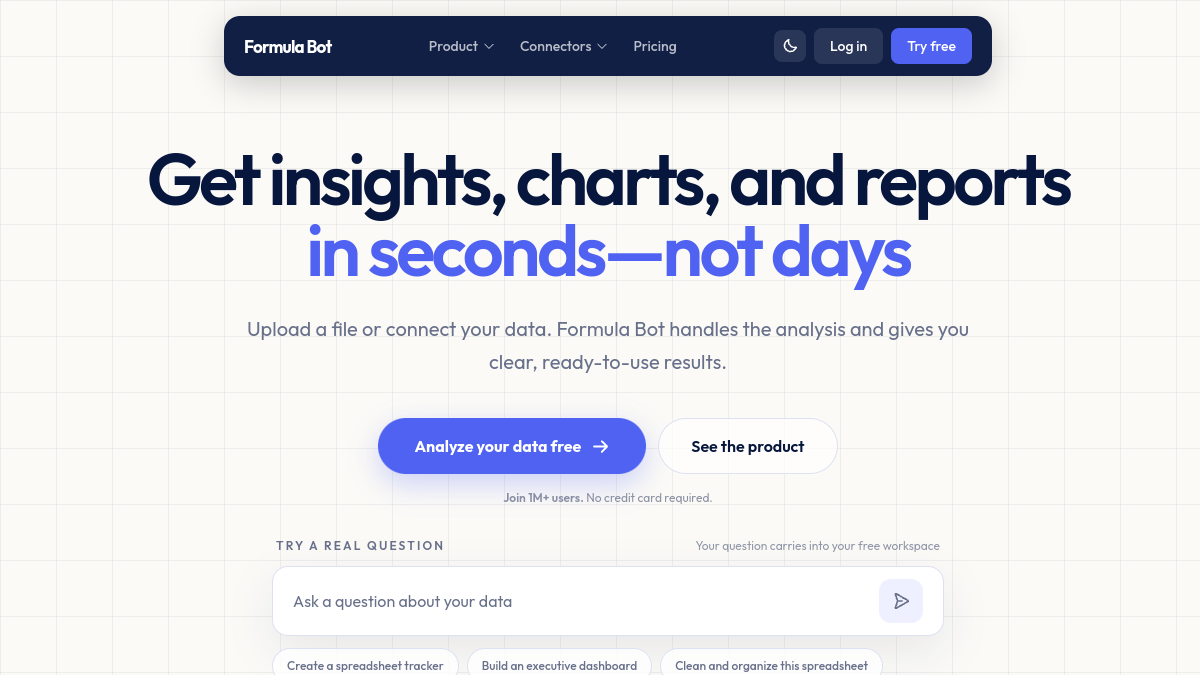 Excel Formula Bot ana sayfa görünümü