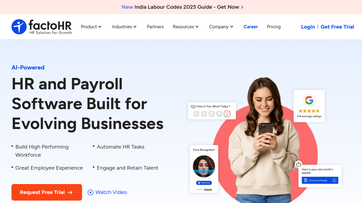 factoHR homepage screenshot