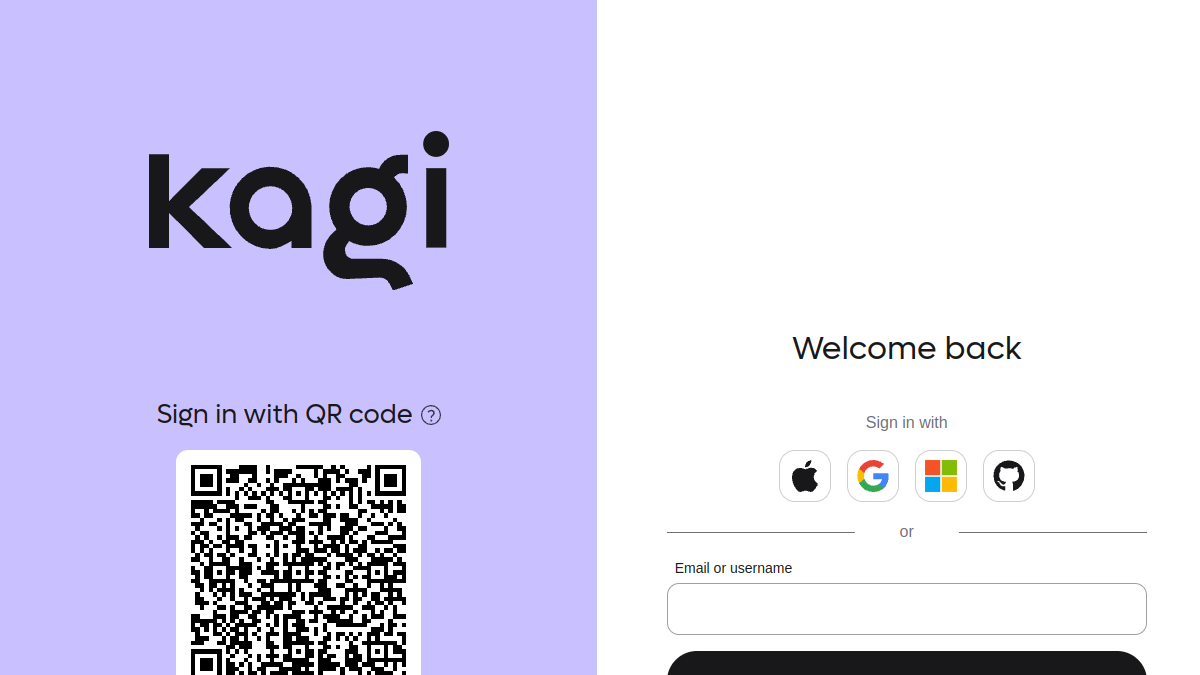 Kagi Assistant ana sayfa görünümü