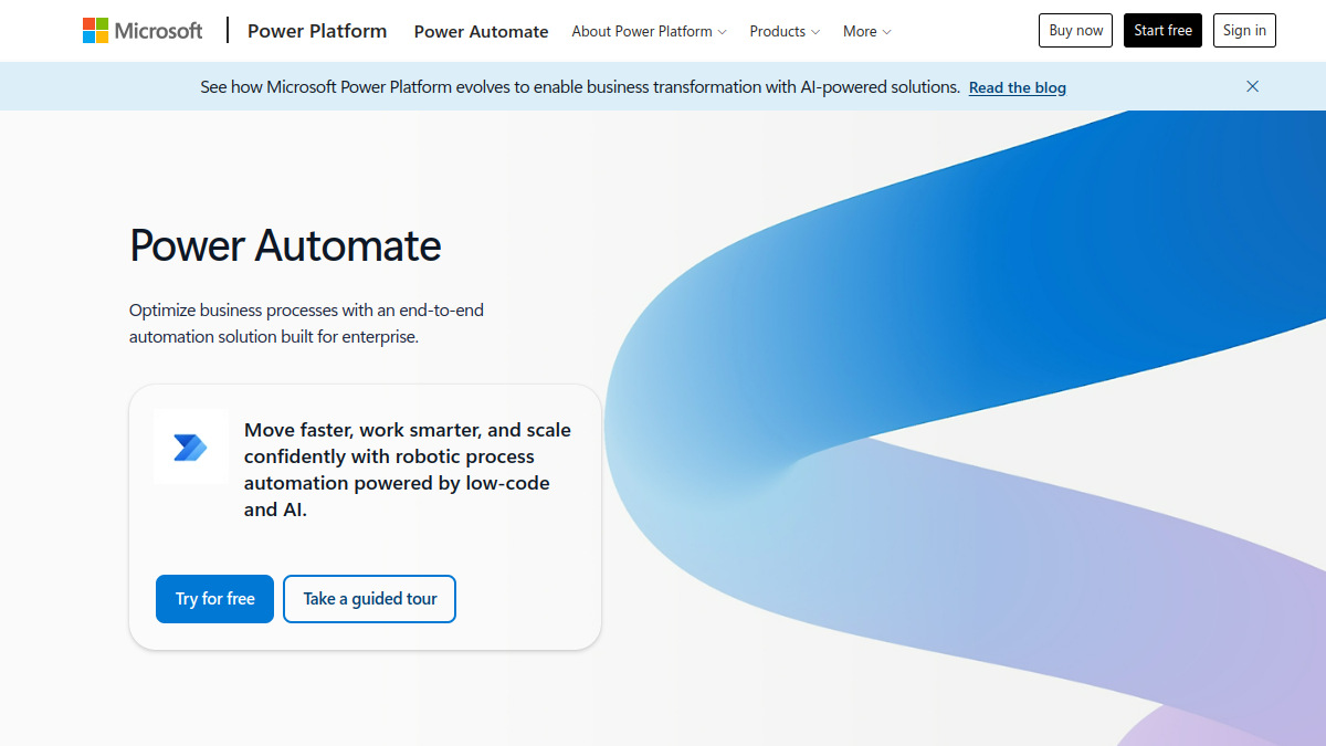 Power Automate ana sayfa görünümü