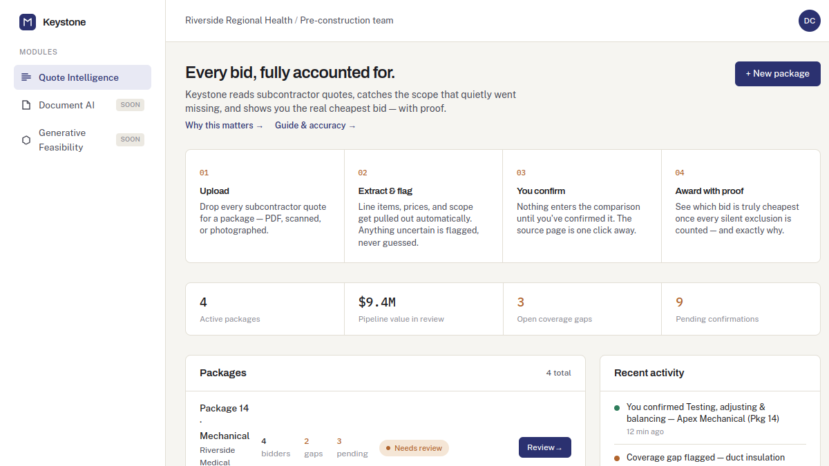 Preview of the pre-construction bidding platform