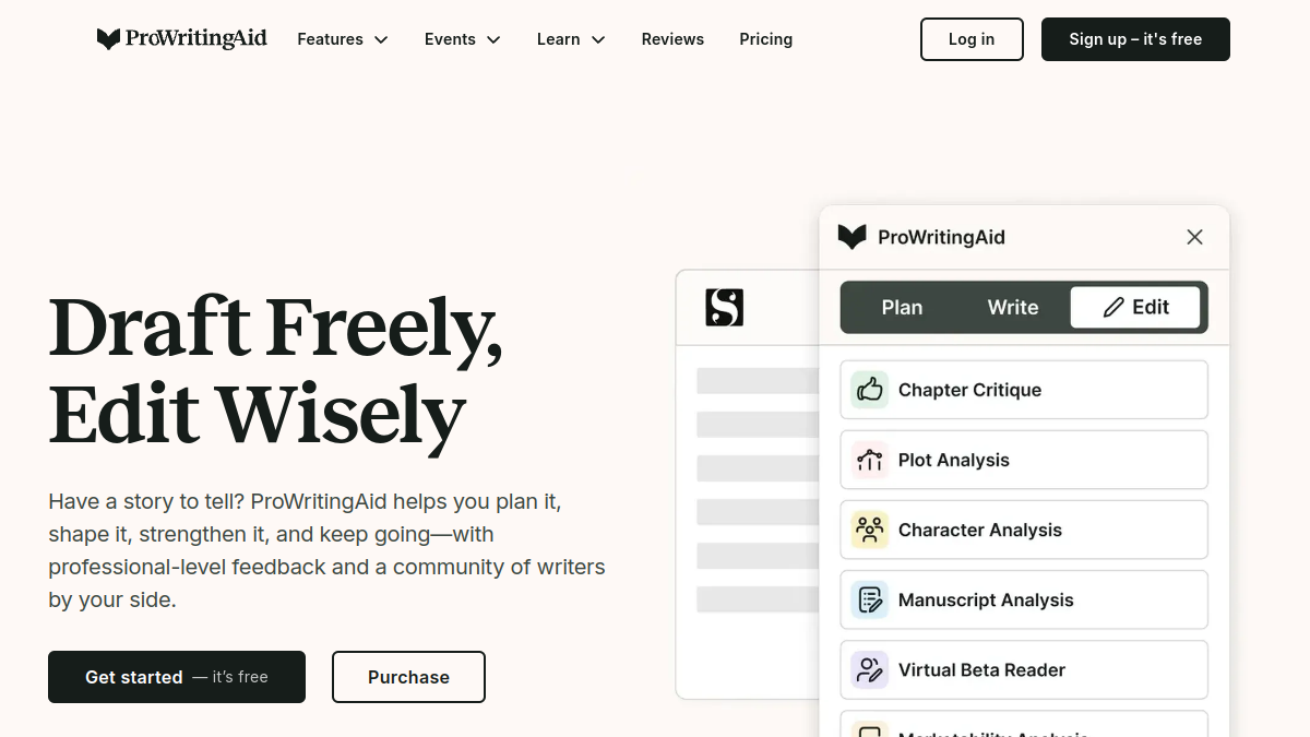 ProWritingAid ana sayfa görünümü