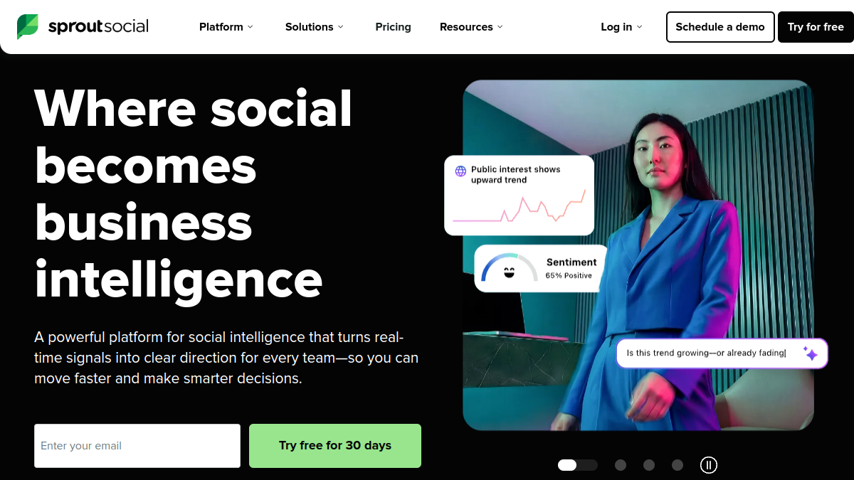 Sprout Social (Free Trial) ana sayfa görünümü