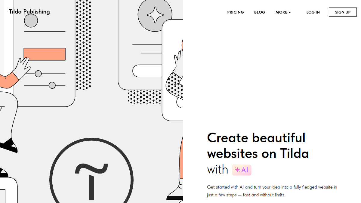 Tilda — Live product homepage preview