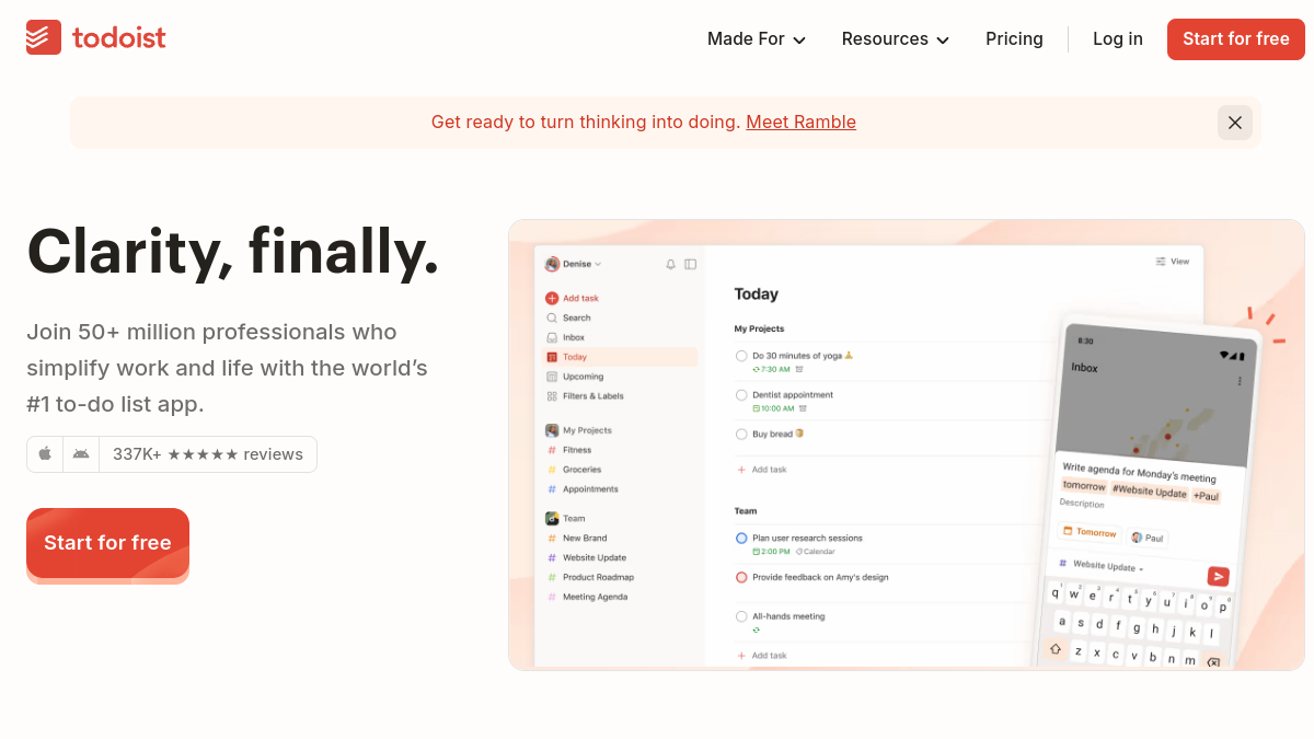 Todoist AI ana sayfa görünümü