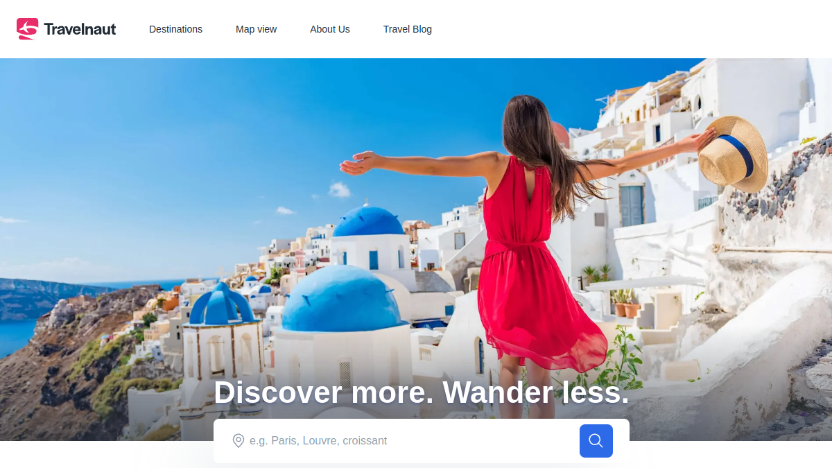 Travelnaut ana sayfa görünümü