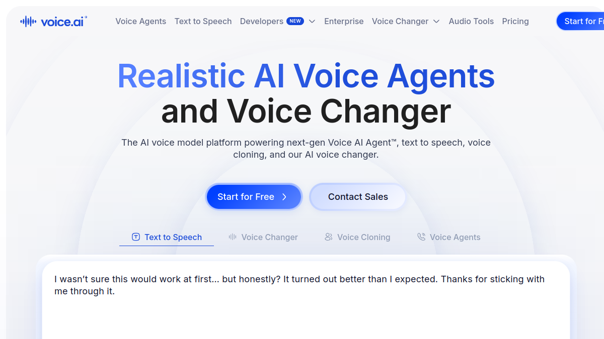 Voice.ai ana sayfa görünümü