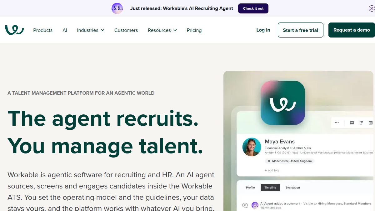Workable ana sayfa görünümü