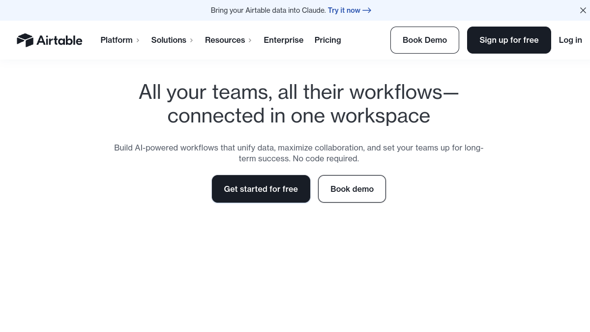 Airtable AI ana sayfa görünümü