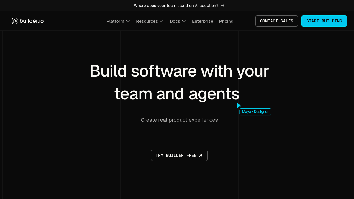 Builder.io — Live product homepage preview