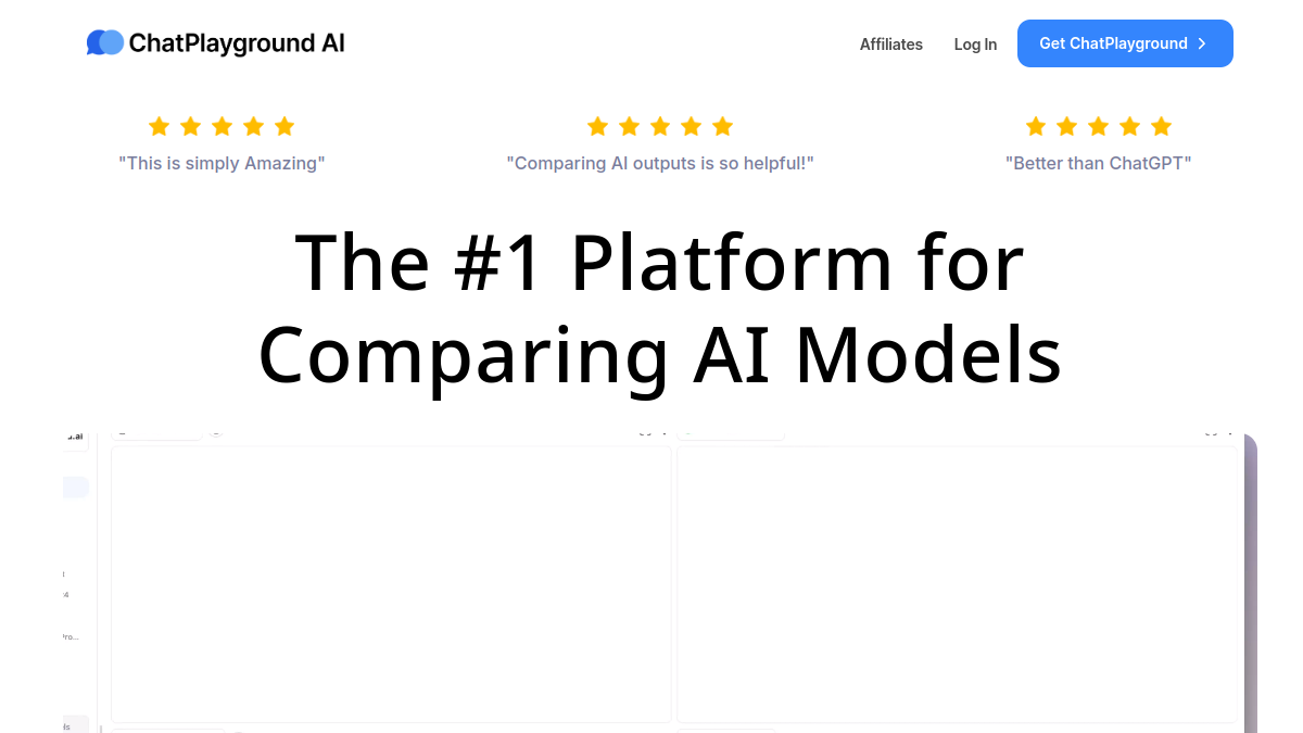 ChatPlayground AI ana sayfa görünümü
