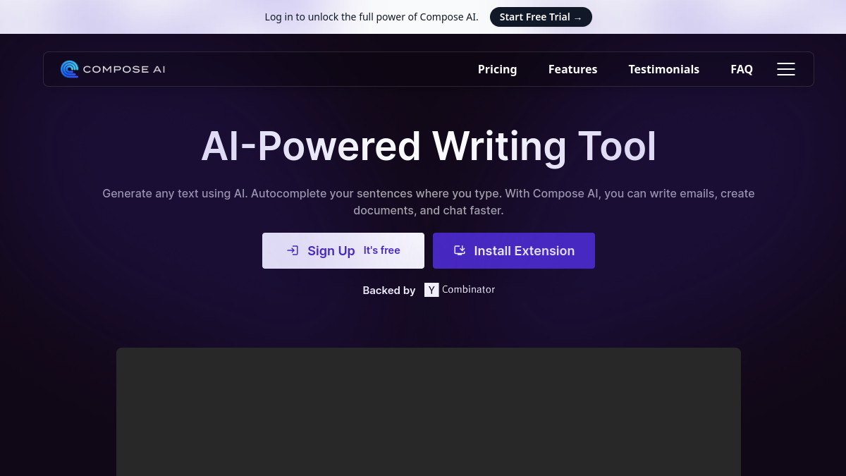 Compose AI ana sayfa görünümü