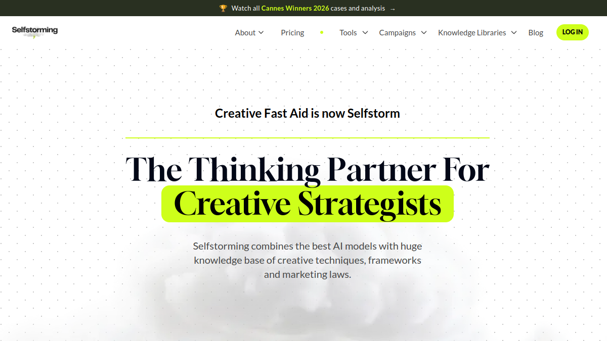 Creative Fast AID ana sayfa görünümü