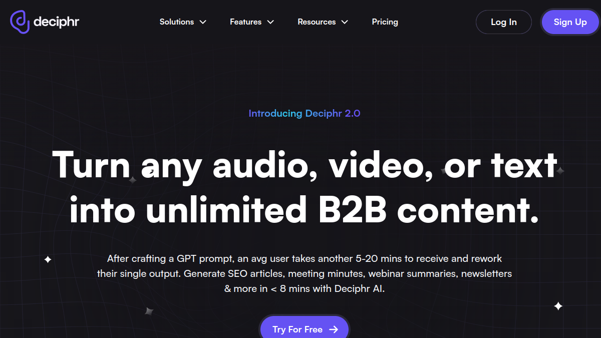 Deciphr AI ana sayfa görünümü