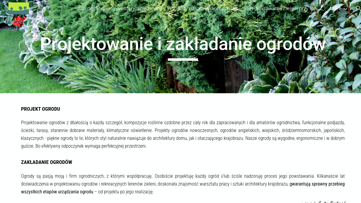 Podgląd oficjalnej strony pracowni Gardenflow
