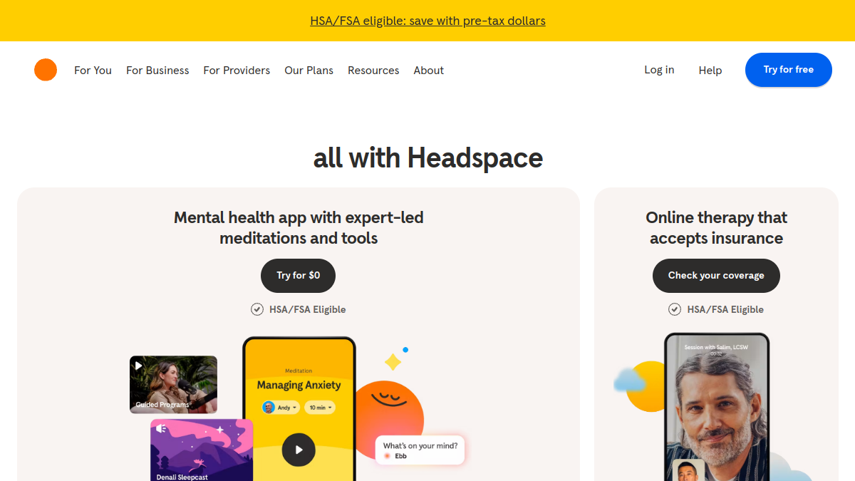 Headspace AI ana sayfa görünümü