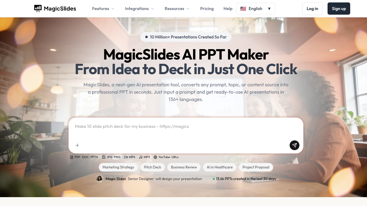 MagicSlides ana sayfa görünümü
