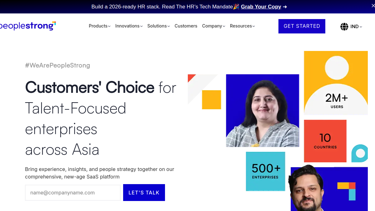 PeopleStrong homepage screenshot