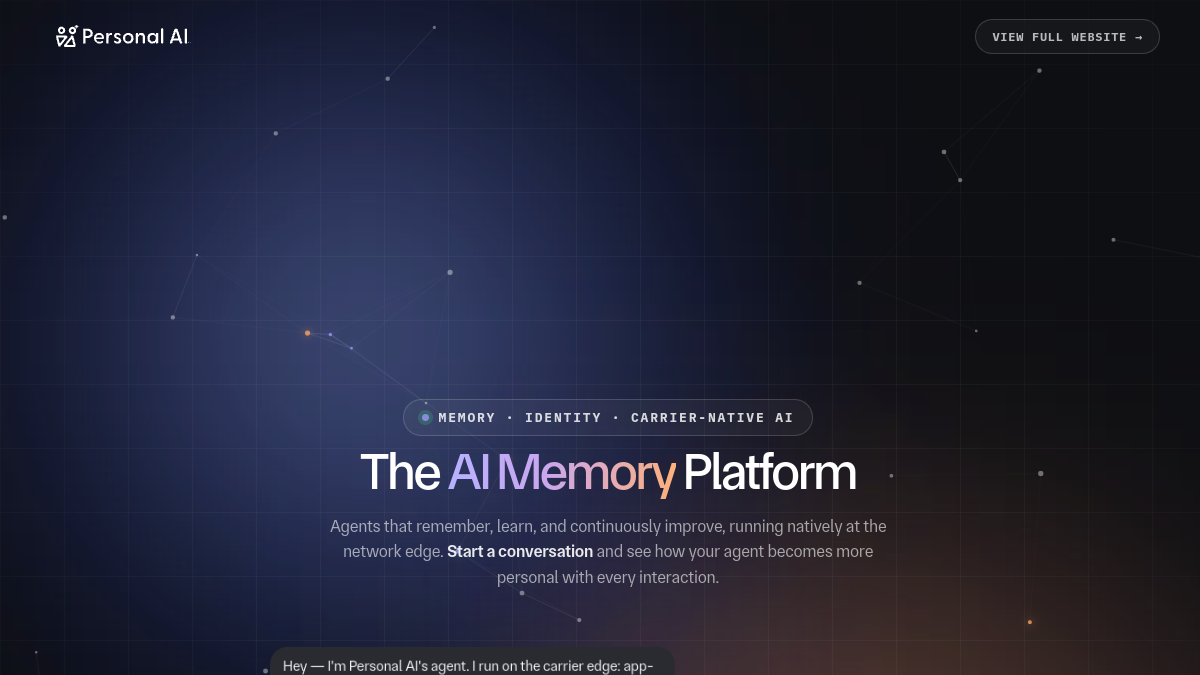 Personal AI ana sayfa görünümü