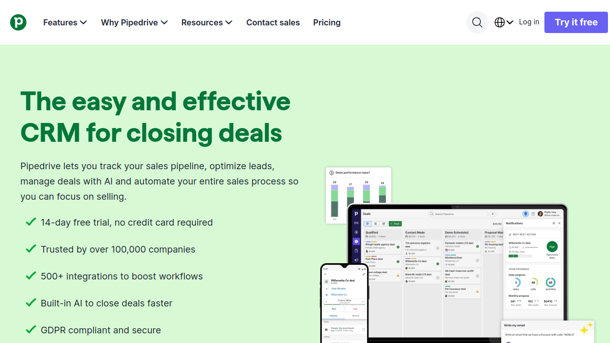 The Best Pipedrive Alternatives in 2026 (Sales CRMs)