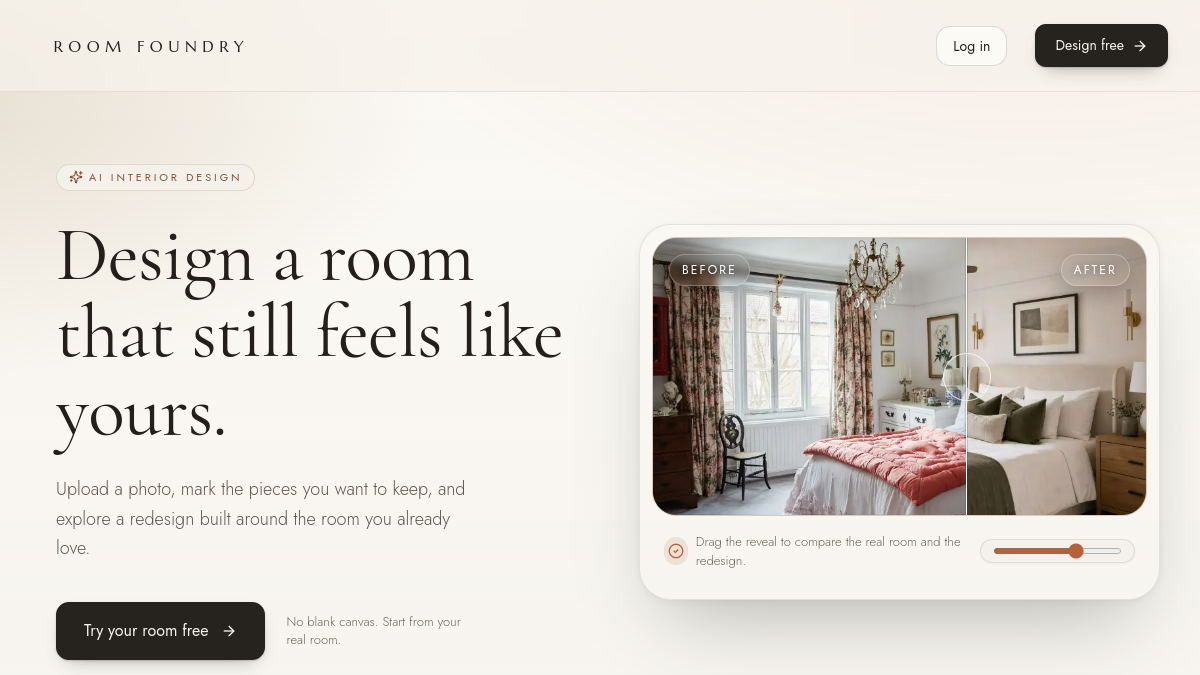 RoomFoundry ana sayfa görünümü
