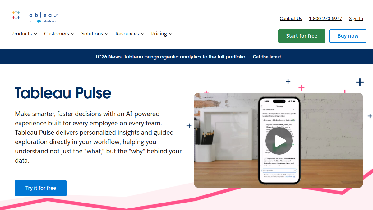 Tableau Pulse ana sayfa görünümü