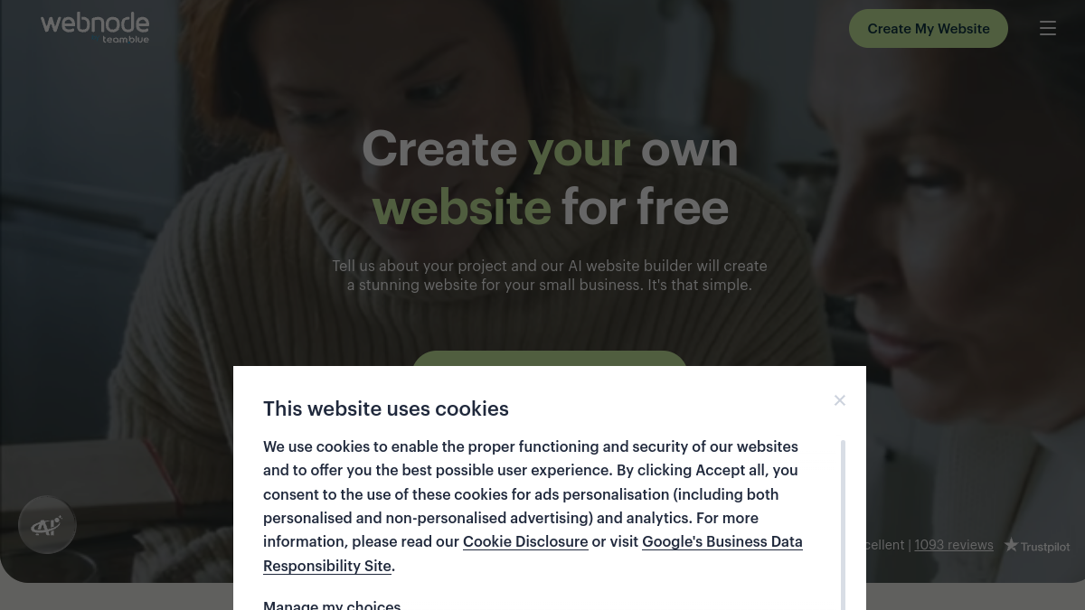 Webnode — Live product homepage preview
