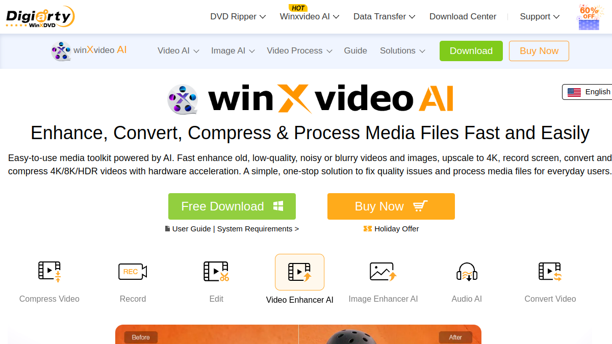 Winxvideo AI ana sayfa görünümü