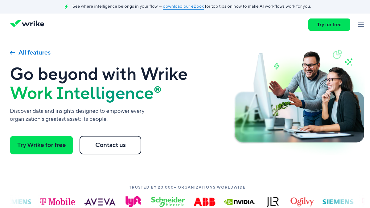 Wrike Work Intelligence ana sayfa görünümü