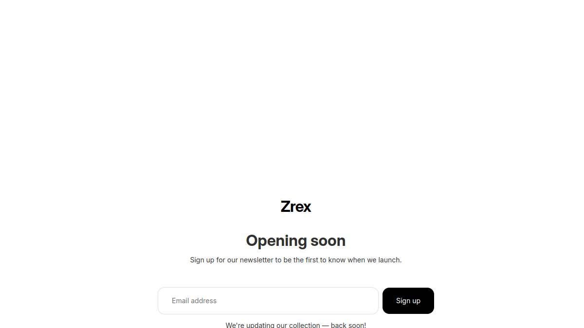 Live homepage preview of ZREX