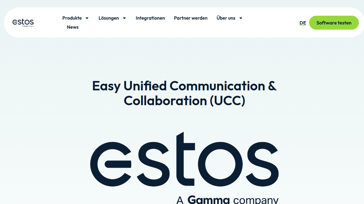 Screenshot der Startseite von Estos / Pro Call Voice Service